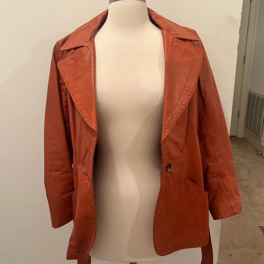 Women's Orange Leather Jacket